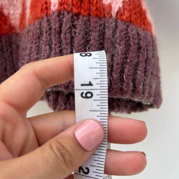 Zara Puff Shoulder Mohair Sweater Small Purple Patterned Holiday Pullover - Picture 9 of 10